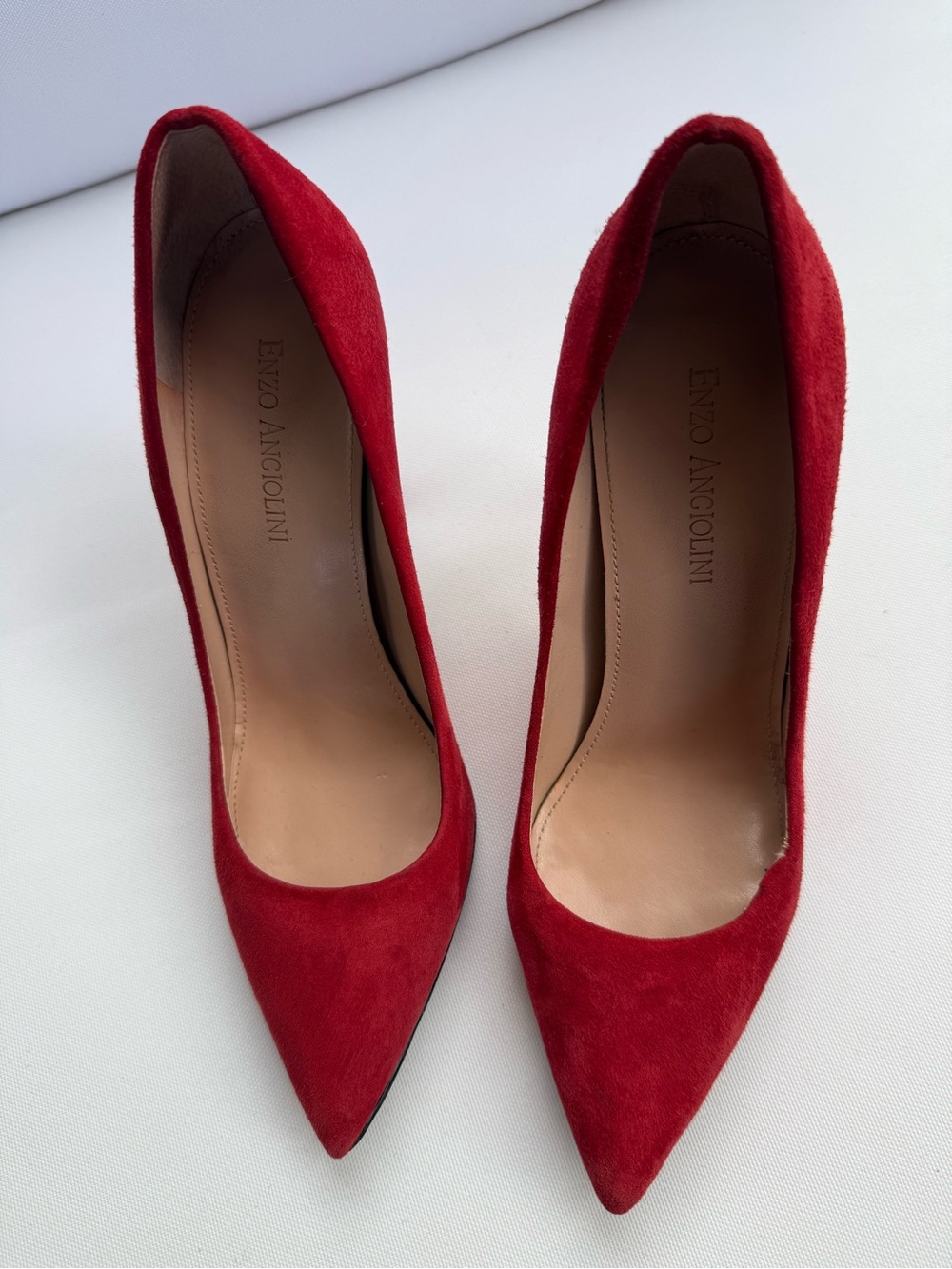 Enzo Angiolini Scarlet Red Pointed-Toe Suede Pumps